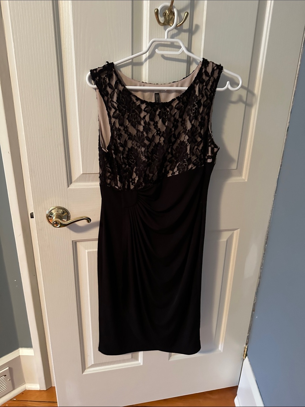 Elegant Black Lace Overlay Sheath Dress